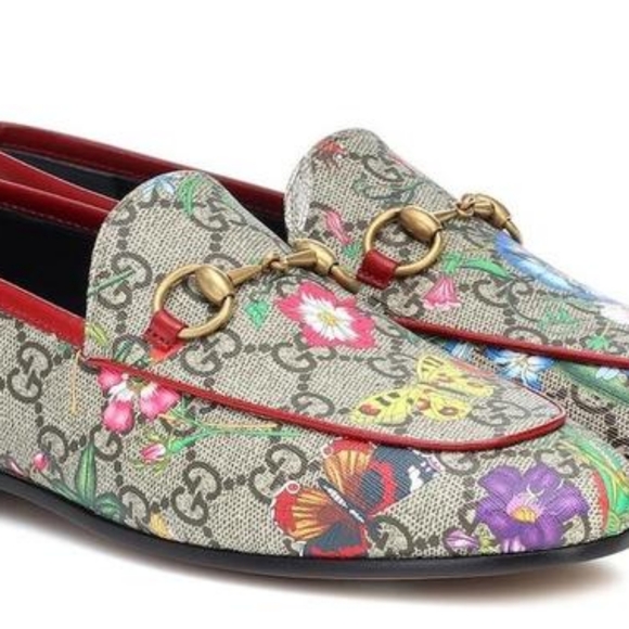 GUCCI Jordaan Multicolor Supreme GG canvass floral print  malaga kid Loafers - Picture 11 of 16
